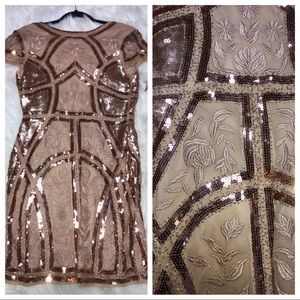 spread your shine rose gold sequin embroidered bodycon dress